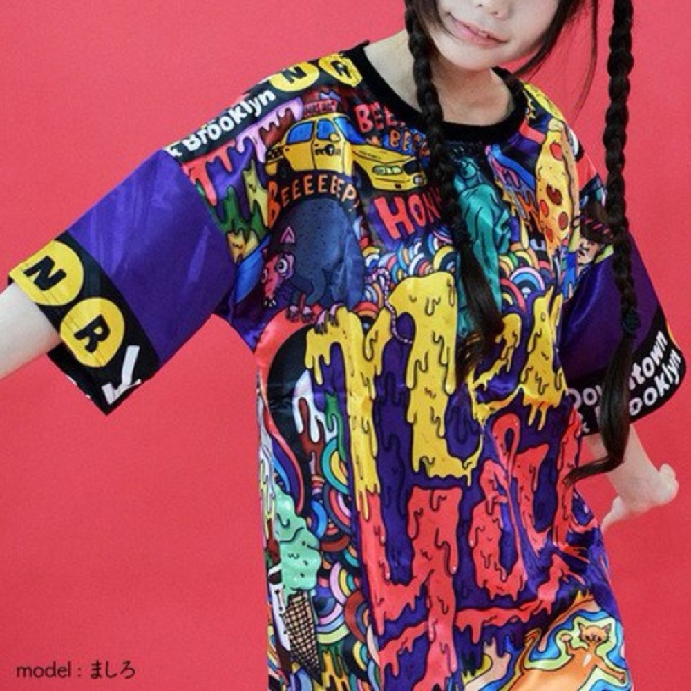 New York Graffiti Oversized T-Shirt Dress Harajuku colorful jfashion nyc